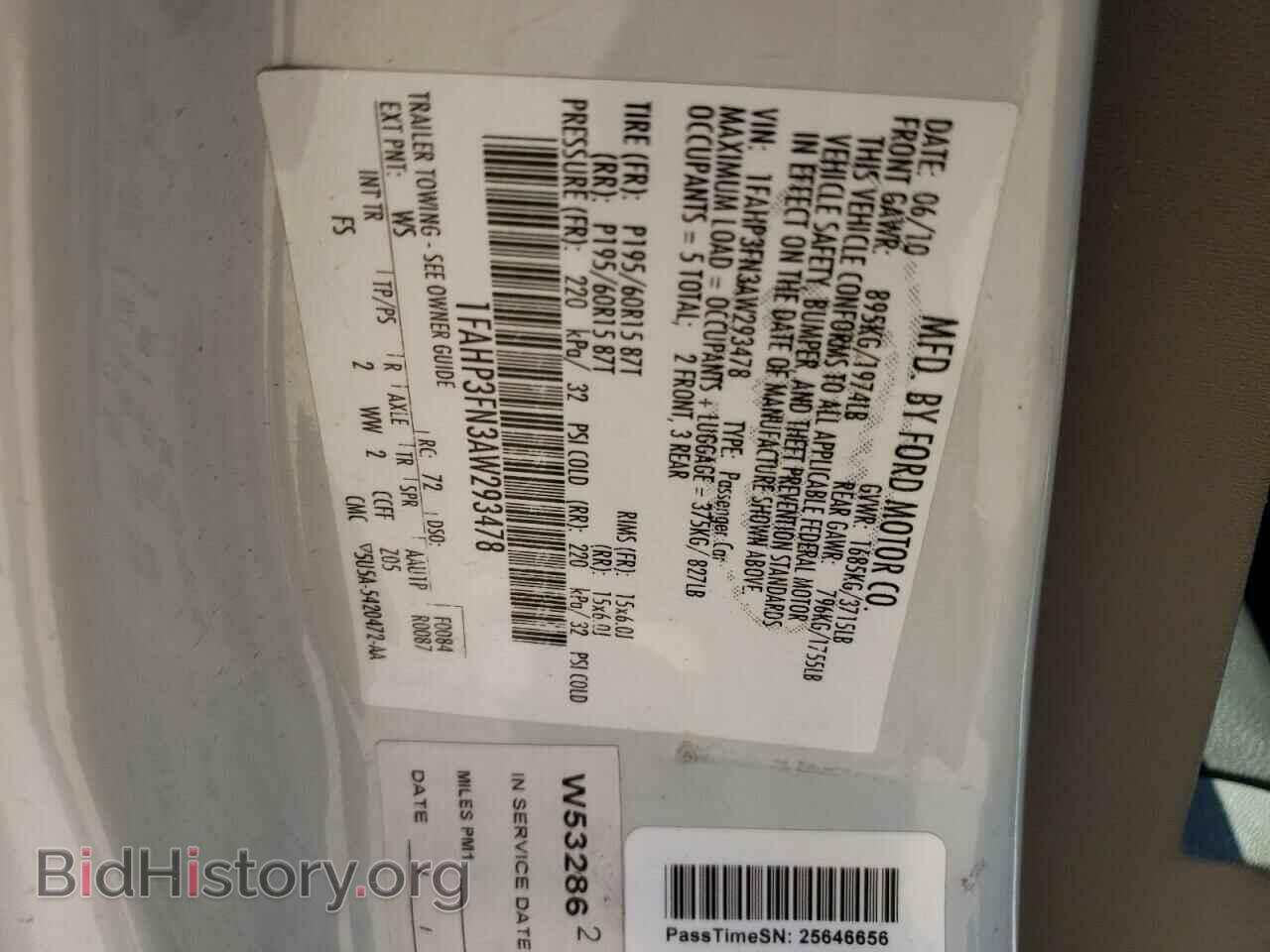 2010 FORD ALL Models - VIN: 1FAHP3FN3AW293478 - Фото 12