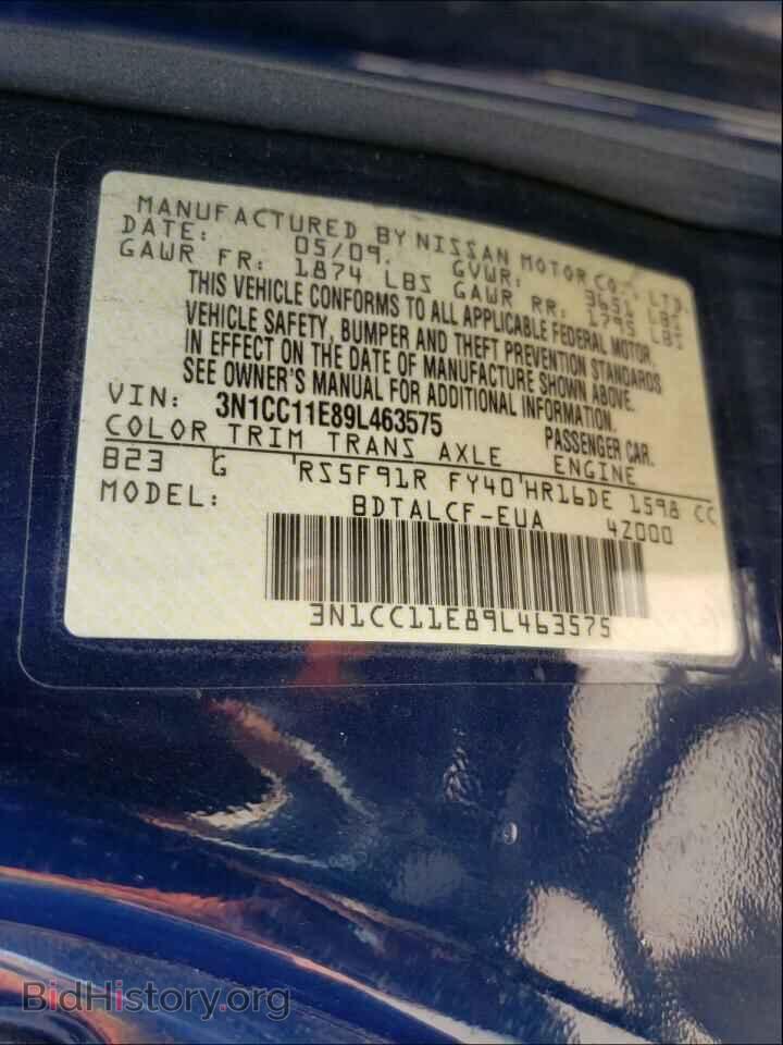 2009 NISSAN VERSA - VIN: 3N1CC11E89L463575 - Фото 10