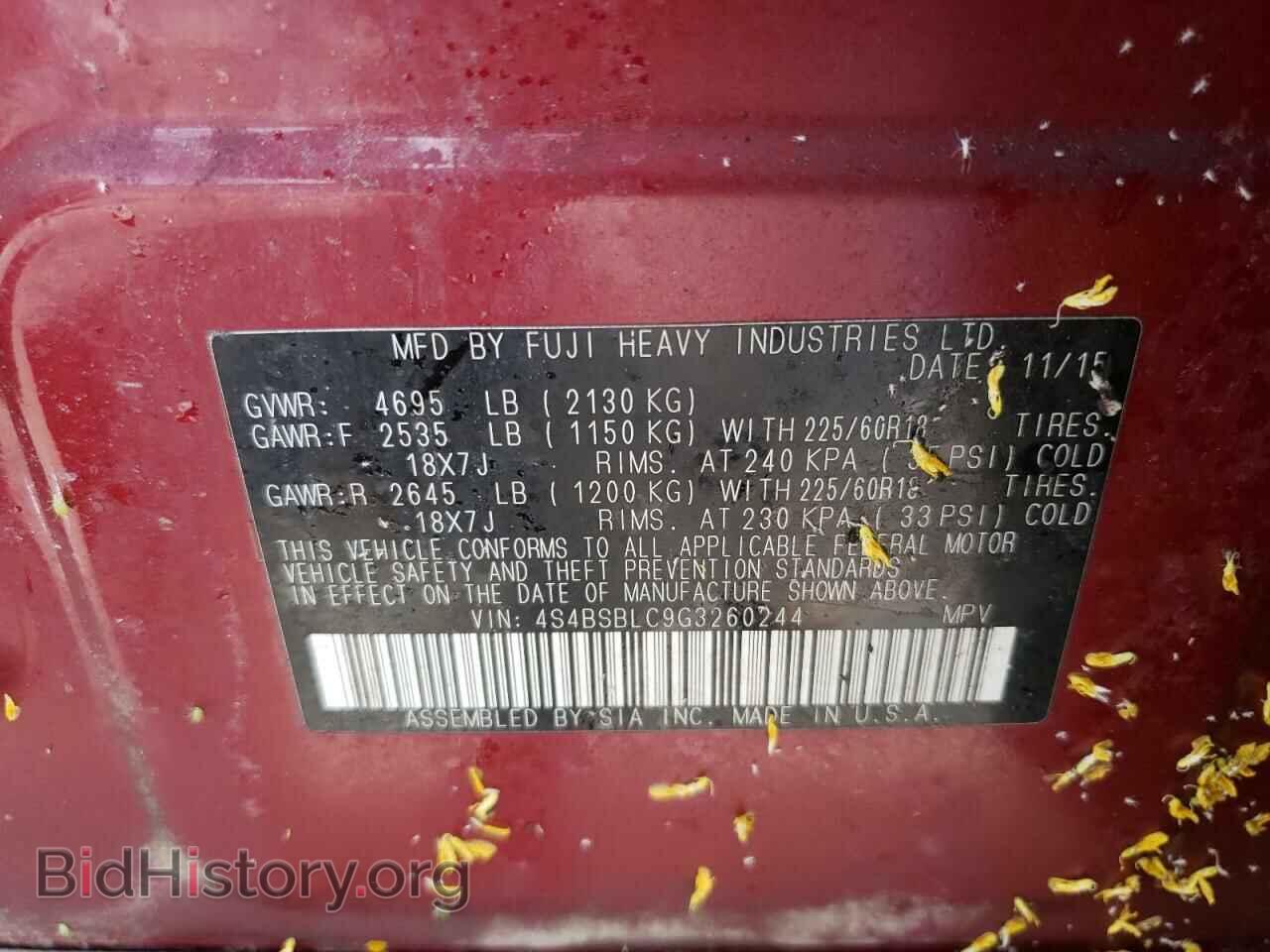 2016 SUBARU OUTBACK - VIN: 4S4BSBLC9G3260244 - Photo 10