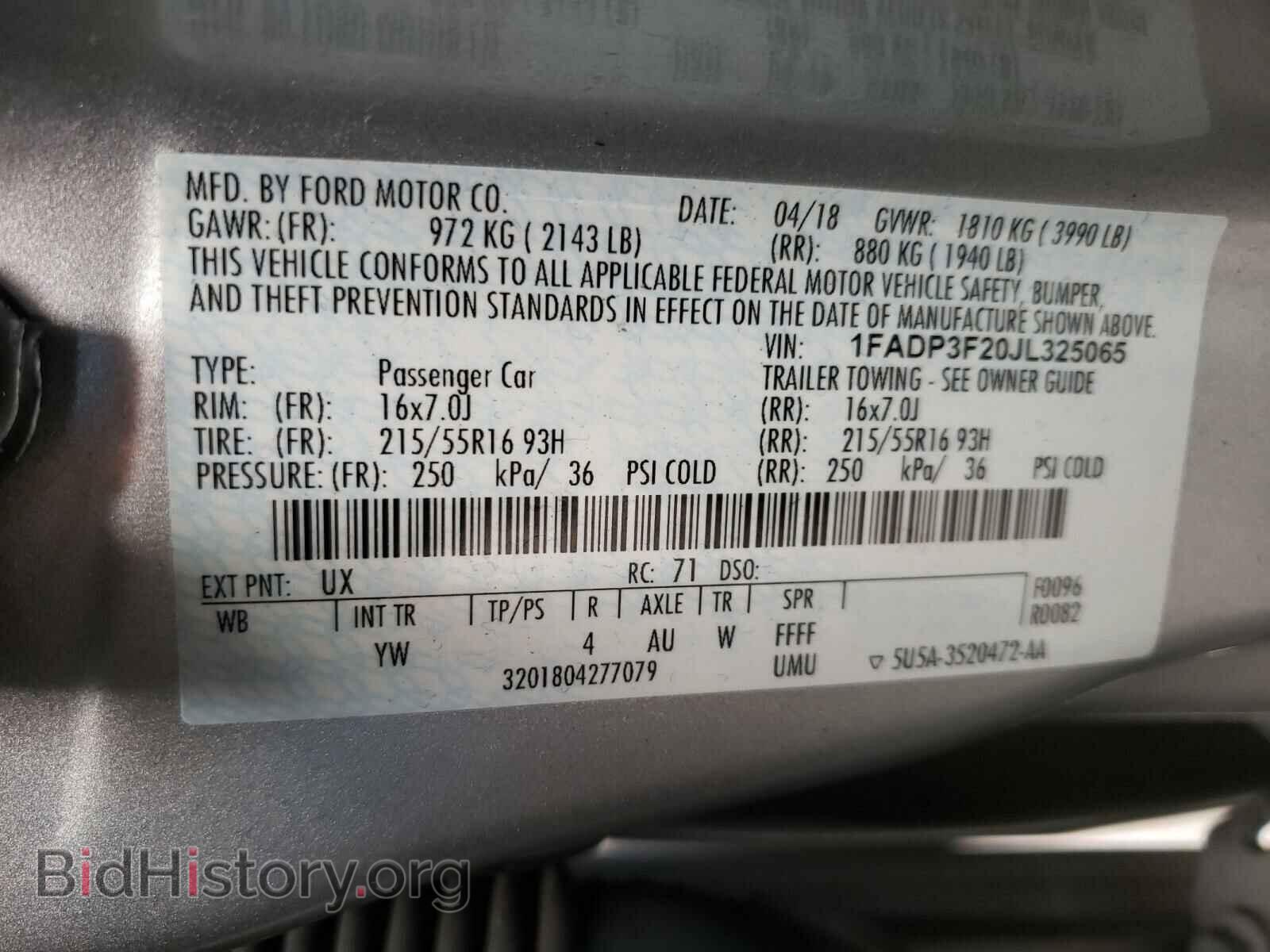 2018 FORD FOCUS - VIN: 1FADP3F20JL325065 - Фото 10
