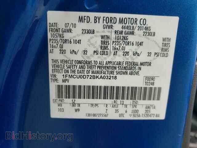 2011 FORD ESCAPE - VIN: 1FMCU0D72BKA03218 - Photo 10
