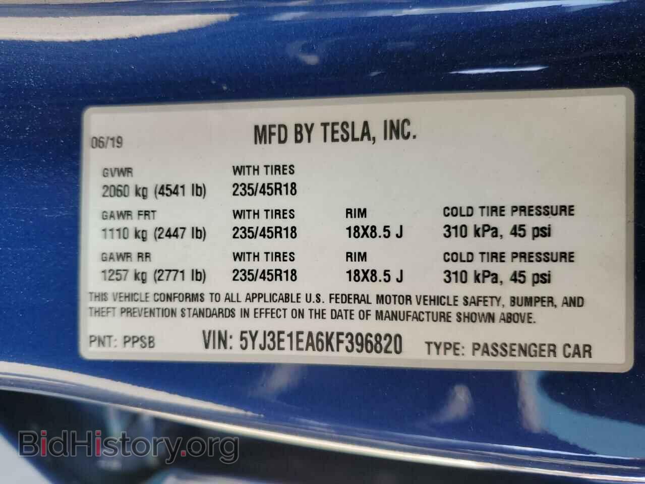 2019 TESLA MODEL 3 - VIN: 5YJ3E1EA6KF396820 - Photo 12