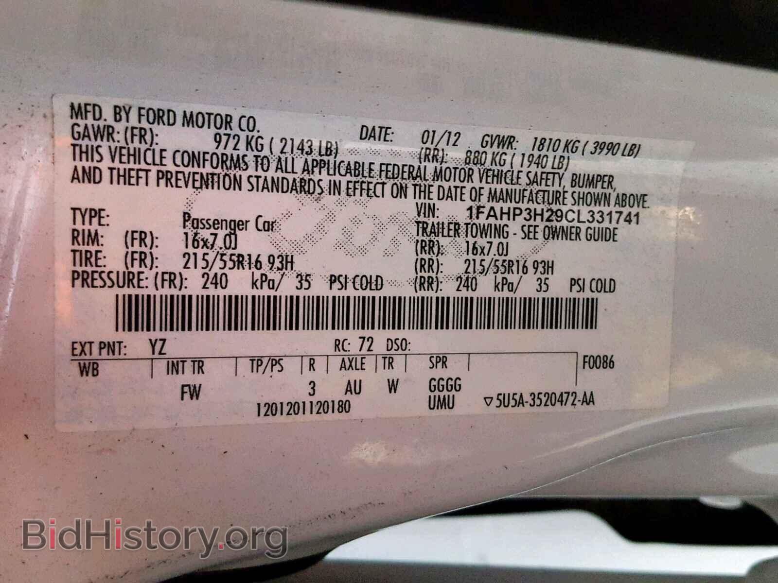 2012 FORD FOCUS - VIN: 1FAHP3H29CL331741 - Photo 10