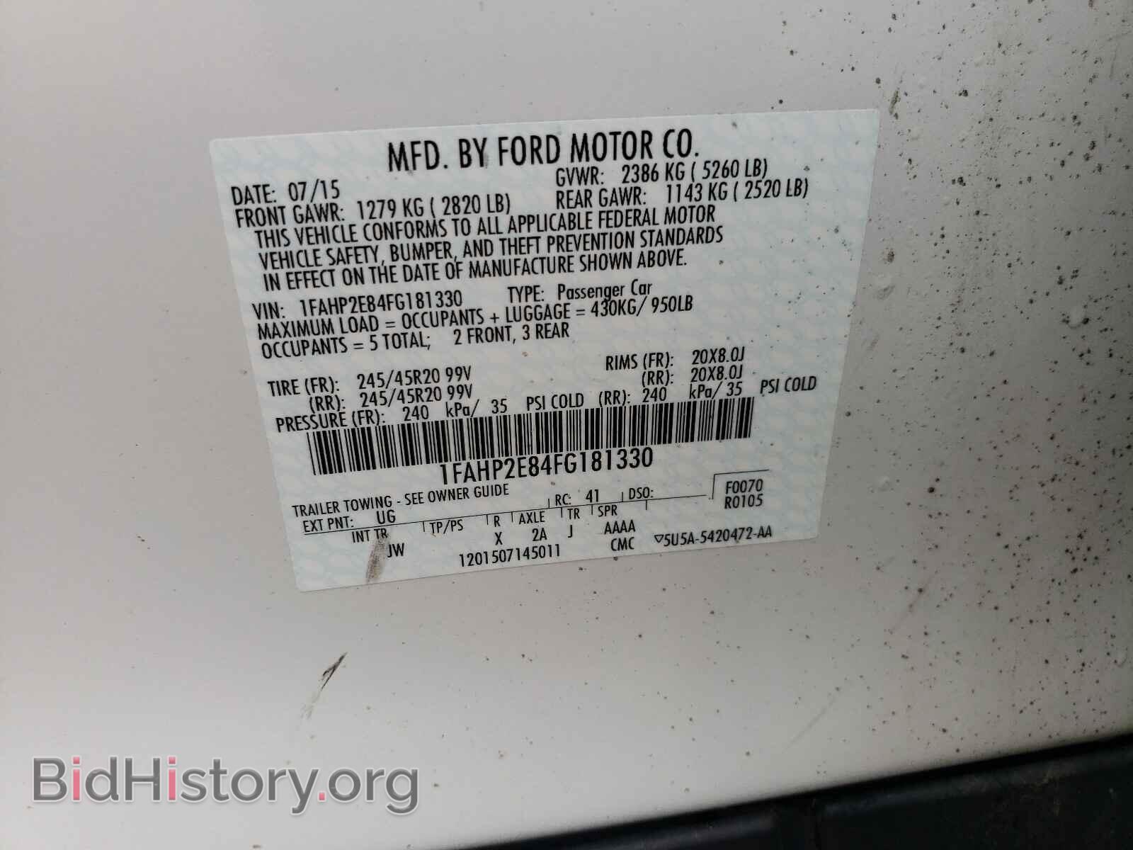 2015 FORD TAURUS - VIN: 1FAHP2E84FG181330 - Фото 10