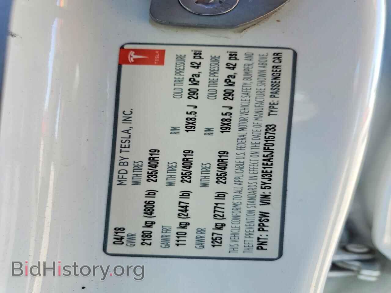 2018 TESLA MODEL 3 - VIN: 5YJ3E1EA5JF015733 - Фото 13