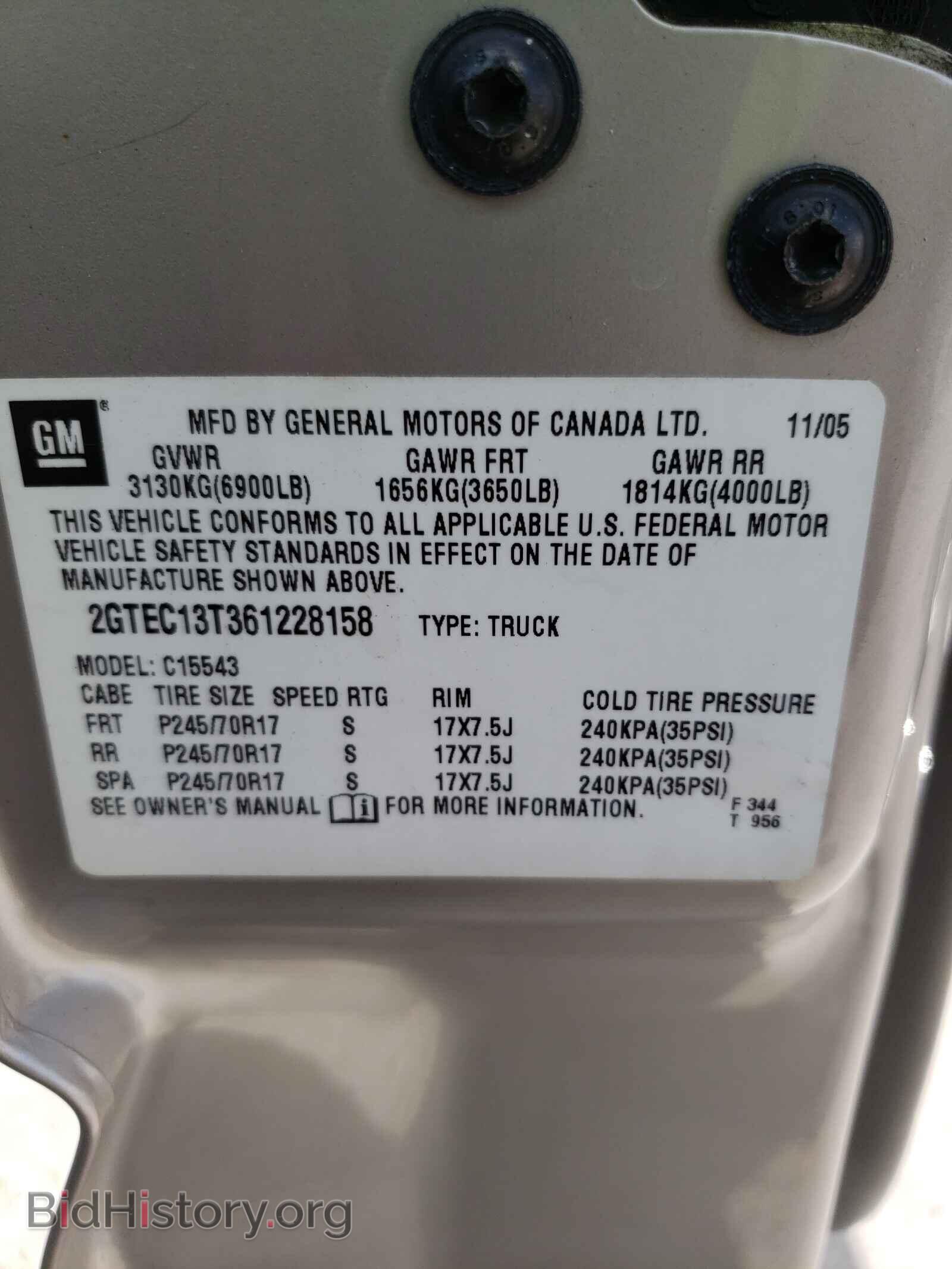 2006 GMC SIERRA - VIN: 2GTEC13T361228158 - Фото 10