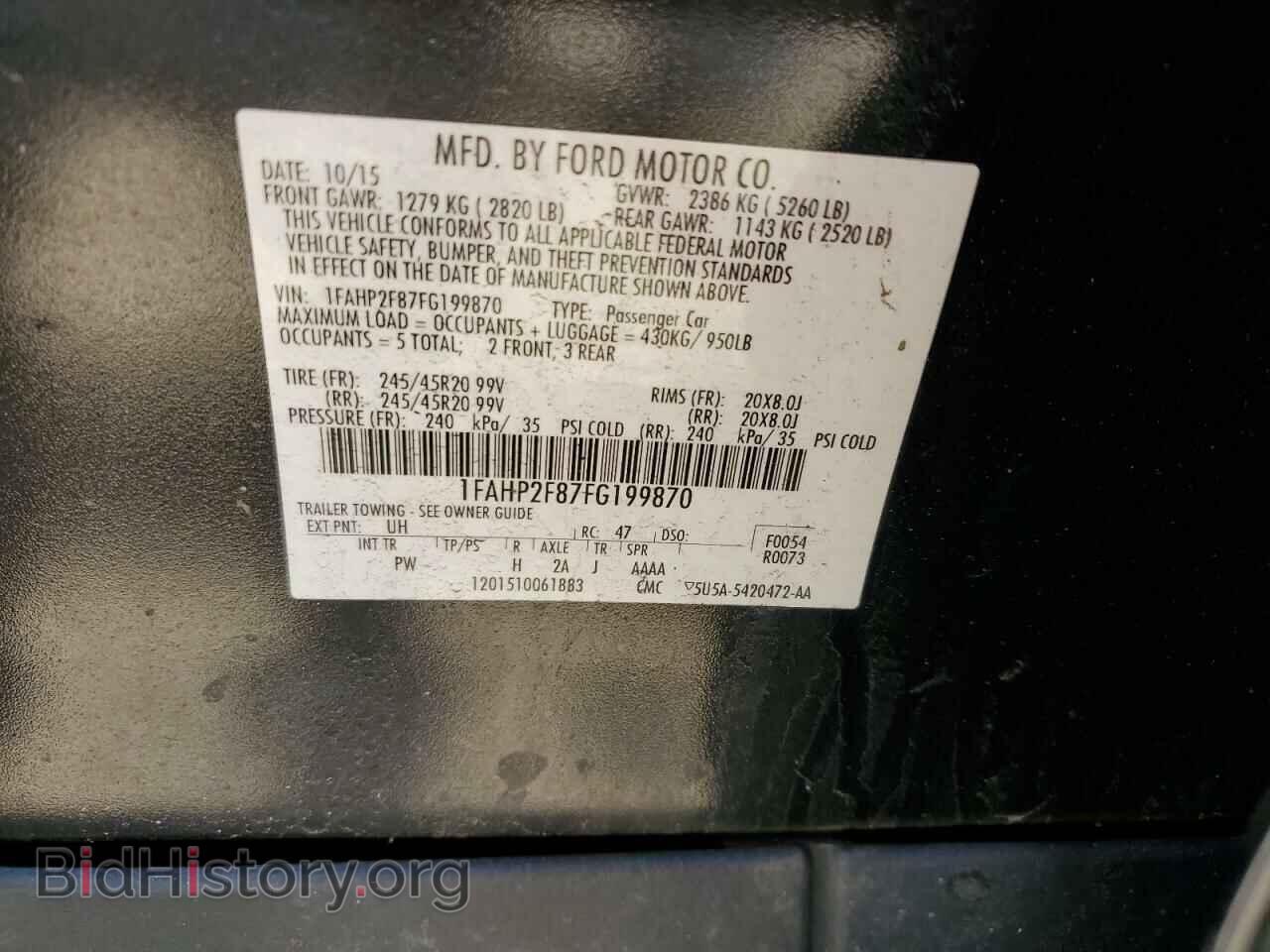 2015 FORD TAURUS - VIN: 1FAHP2F87FG199870 - Фото 12