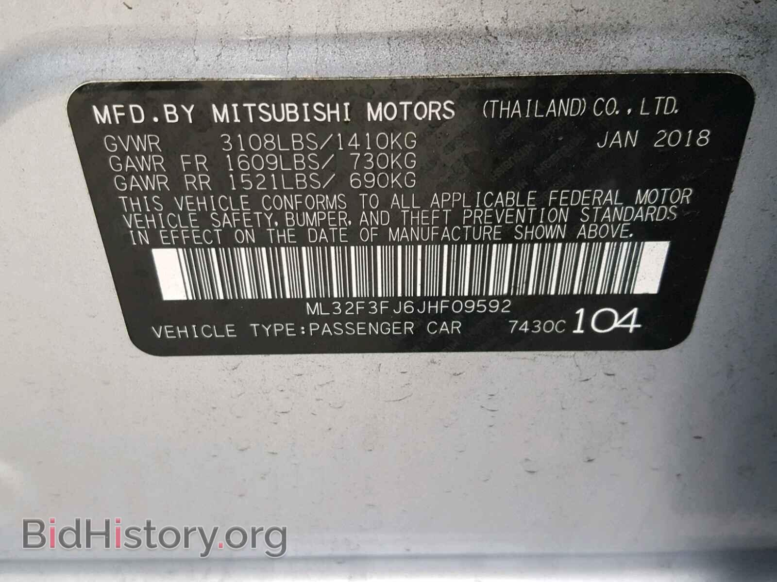 2018 MITSUBISHI MIRAGE - VIN: ML32F3FJ6JHF09592 - Фото 10
