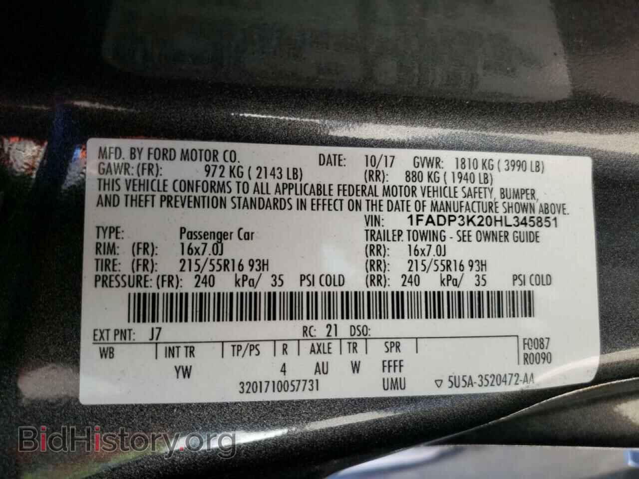 2017 FORD FOCUS - VIN: 1FADP3K20HL345851 - Фото 13