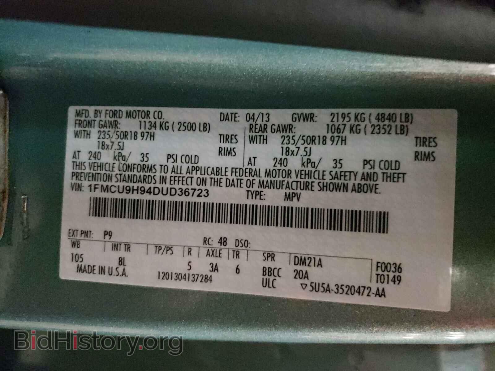 2013 FORD ESCAPE - VIN: 1FMCU9H94DUD36723 - Photo 10