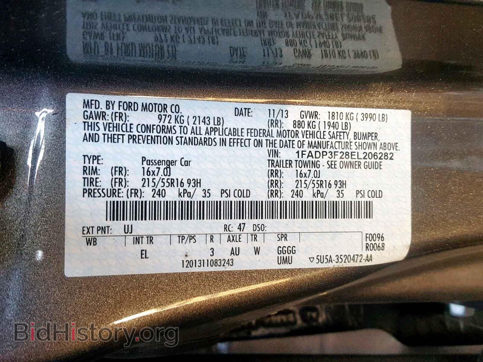 2014 FORD FOCUS SE - VIN: 1FADP3F28EL206282 - Фото 10
