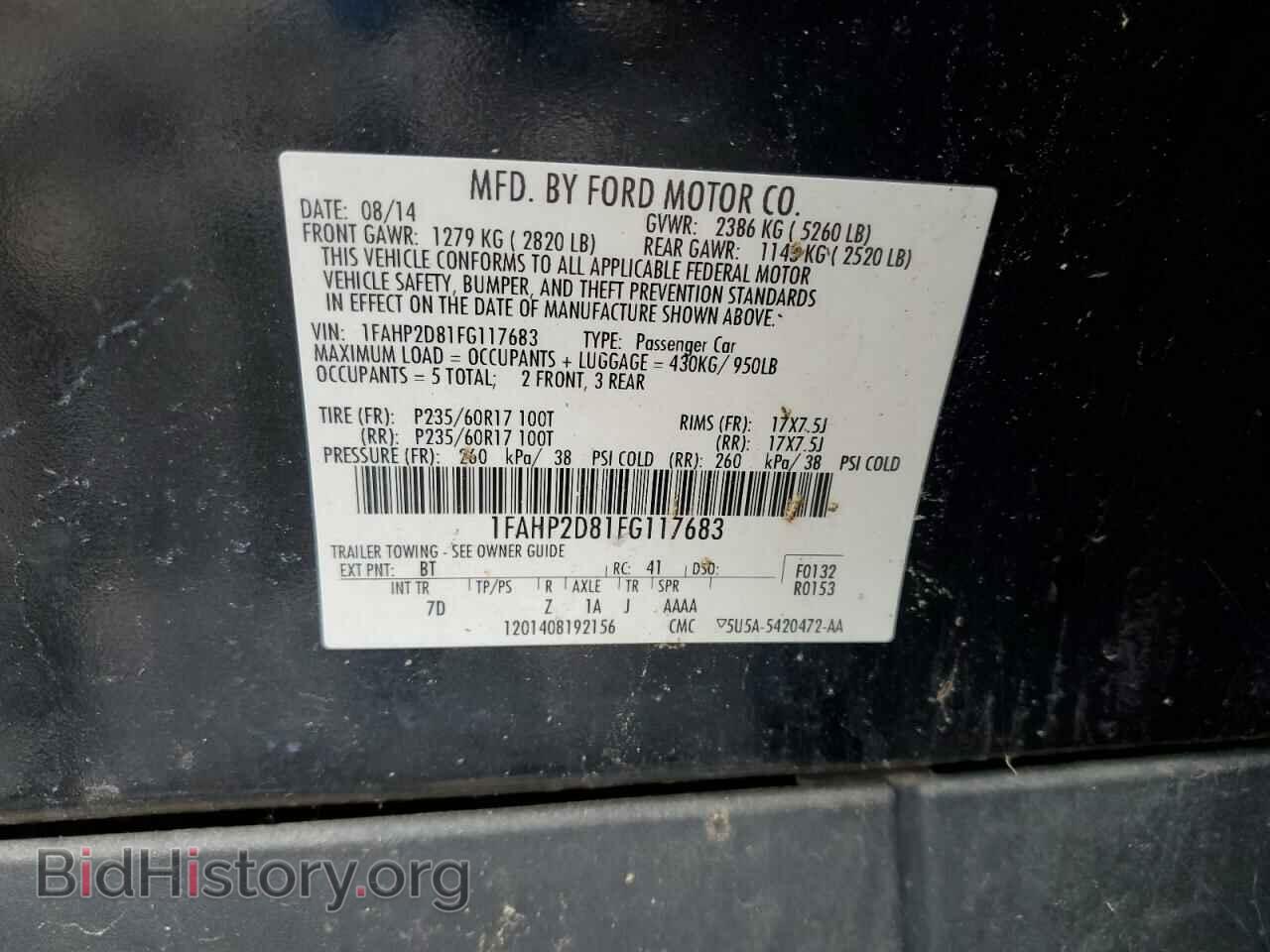 2015 FORD TAURUS - VIN: 1FAHP2D81FG117683 - Фото 12