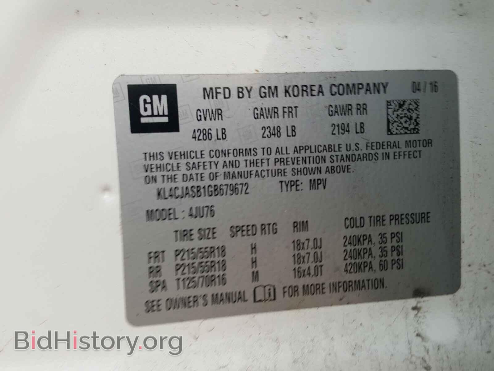 2016 BUICK ENCORE - VIN: KL4CJASB1GB679672 - Photo 10
