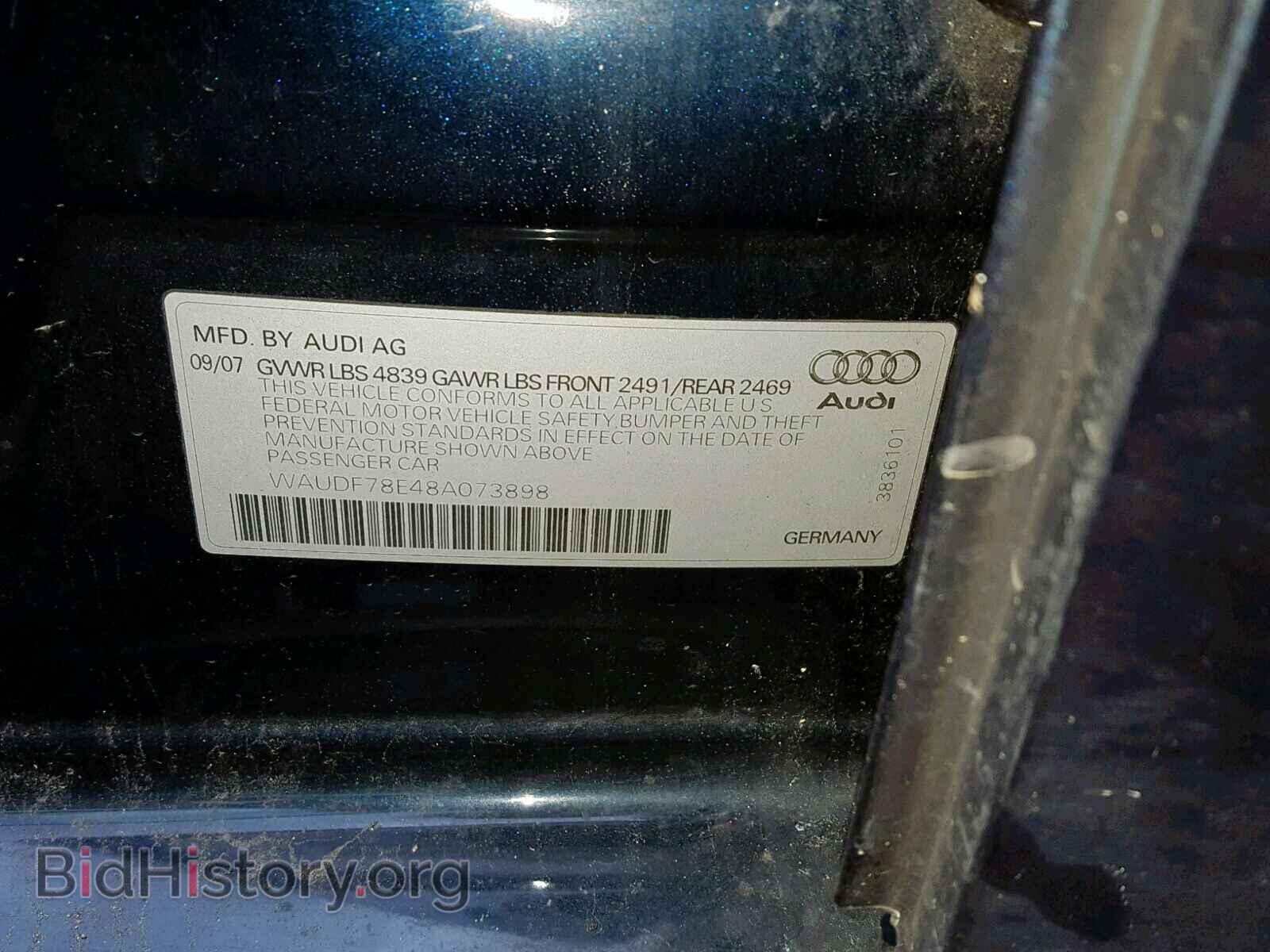 2008 AUDI A4 - VIN: WAUDF78E48A073898 - Фото 10