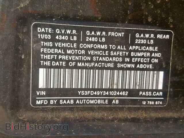 2004 SAAB 9 3 - VIN: YS3FD49Y341024462 - Фото 10