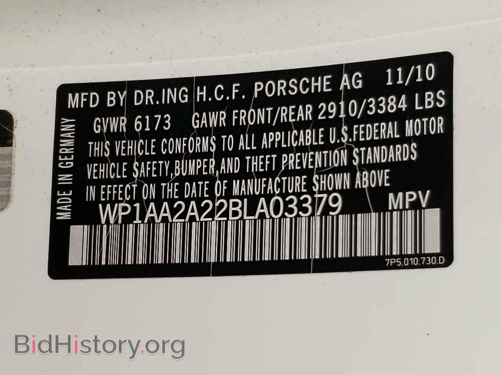 2011 PORSCHE CAYENNE - VIN: WP1AA2A22BLA03379 - Photo 10