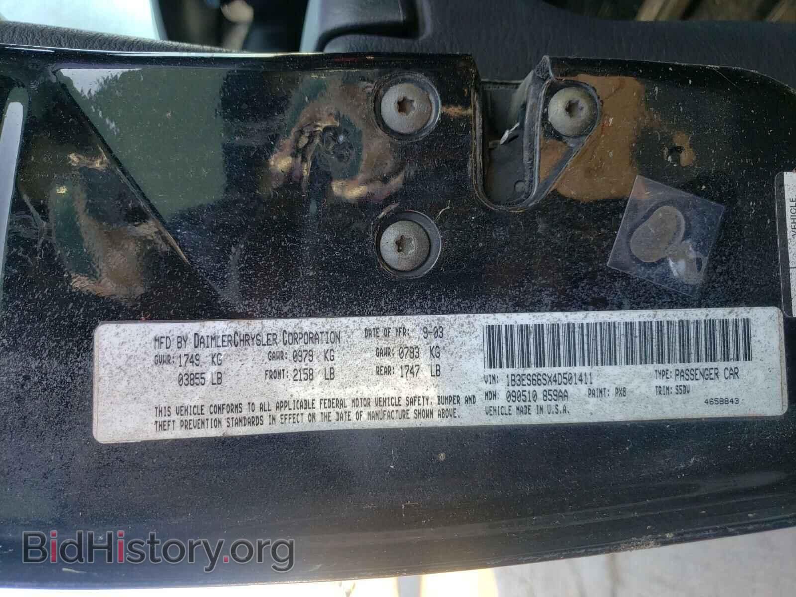 2004 DODGE NEON - VIN: 1B3ES66SX4D501411 - Фото 10