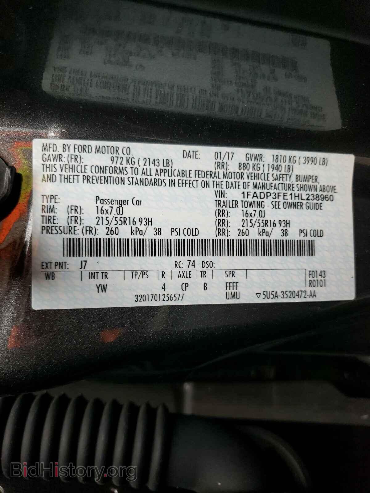 2017 FORD FOCUS - VIN: 1FADP3FE1HL238960 - Фото 10
