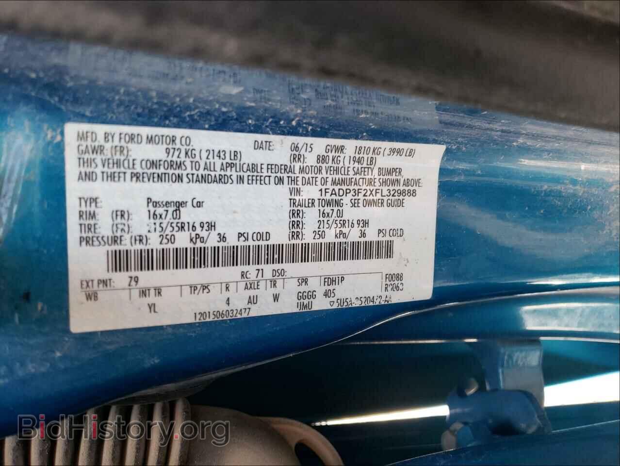 2015 FORD FOCUS - VIN: 1FADP3F2XFL329888 - Фото 10