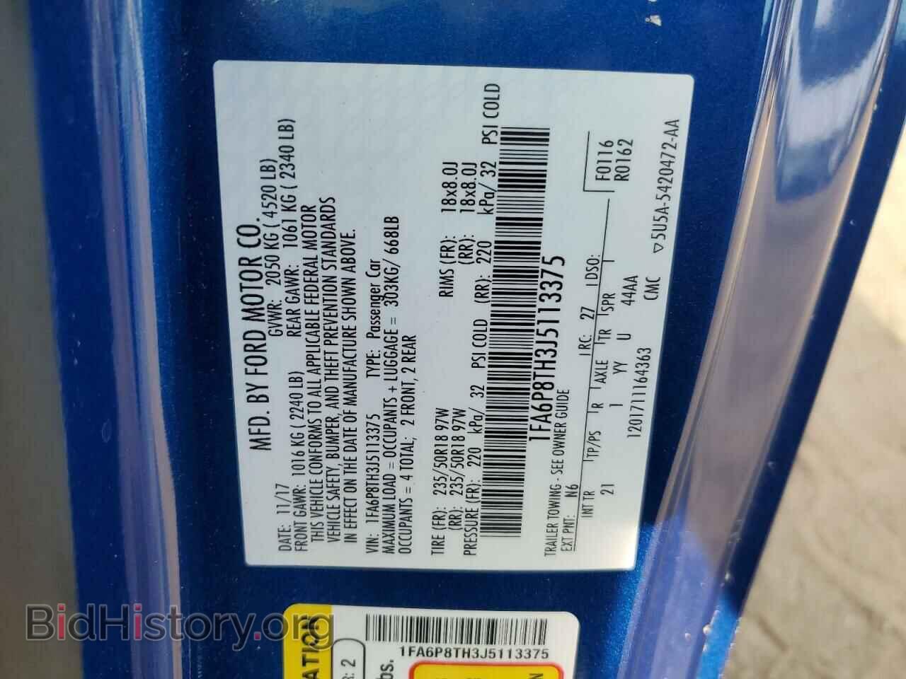 2018 FORD ALL Models - VIN: 1FA6P8TH3J5113375 - Photo 12