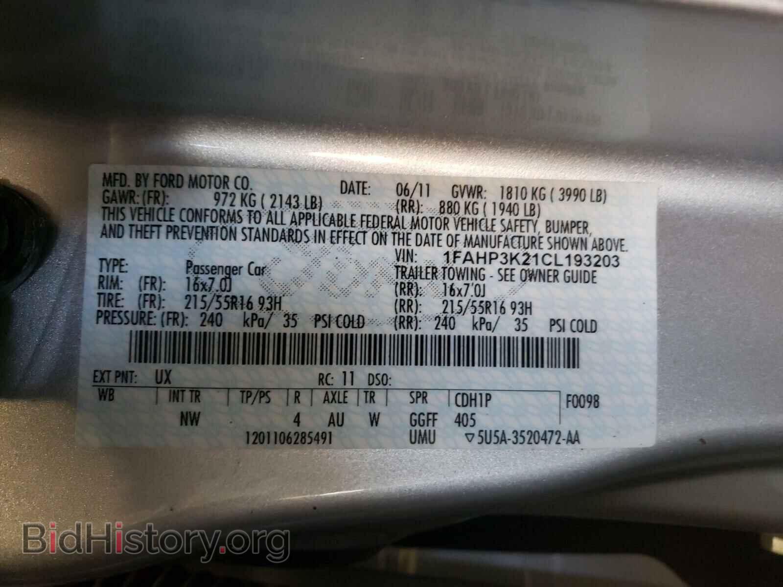 2012 FORD FOCUS - VIN: 1FAHP3K21CL193203 - Фото 10