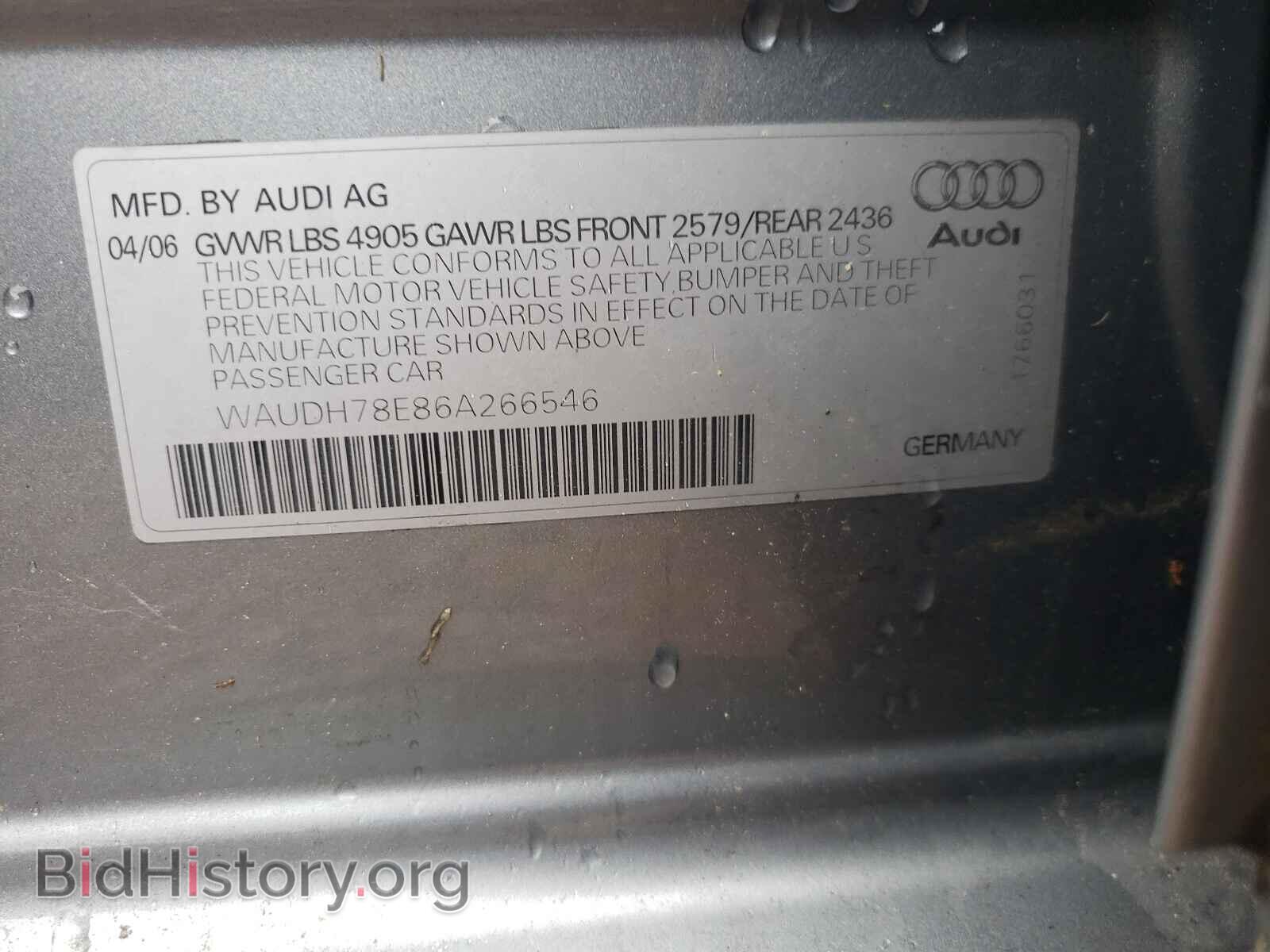 2006 AUDI A4 - VIN: WAUDH78E86A266546 - Фото 10
