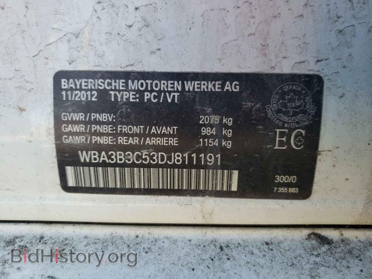 2013 BMW 3 SERIES - VIN: WBA3B3C53DJ811191 - Фото 12
