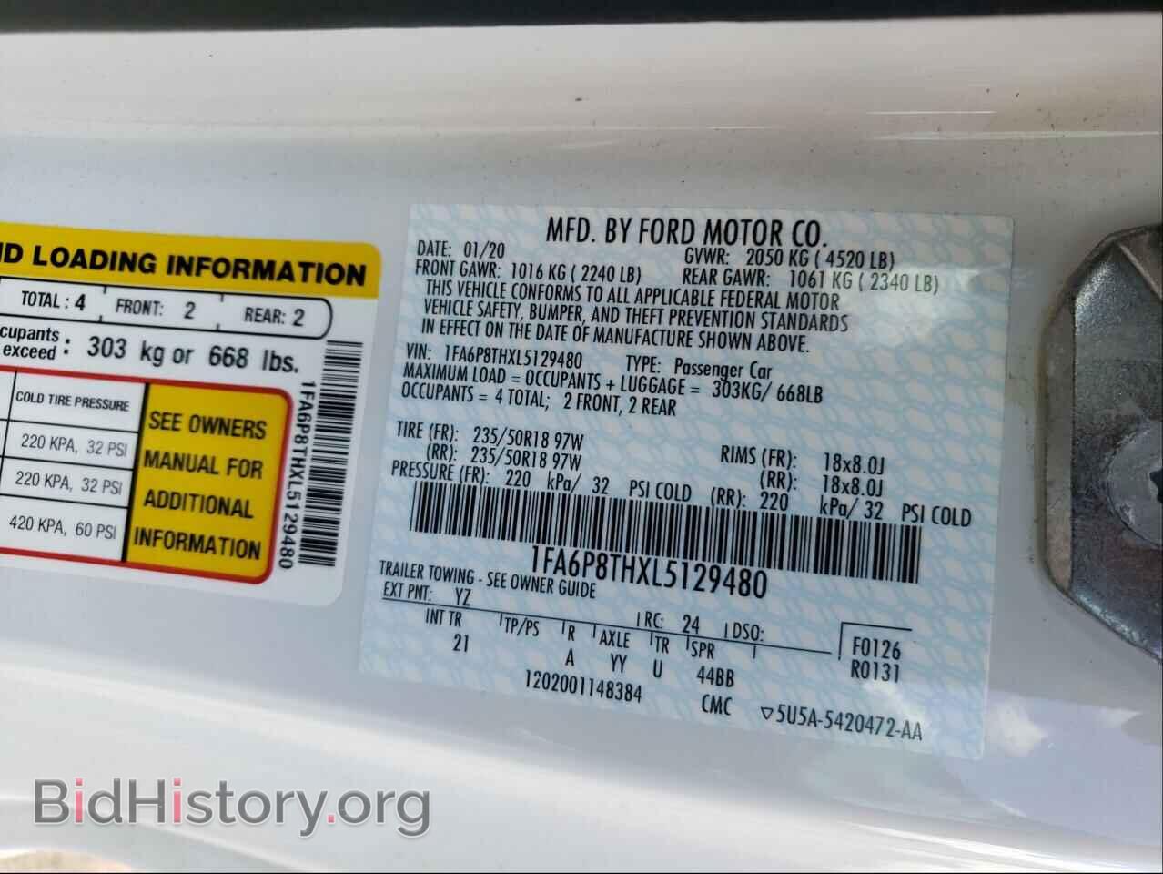 2020 FORD MUSTANG - VIN: 1FA6P8THXL5129480 - Фото 10