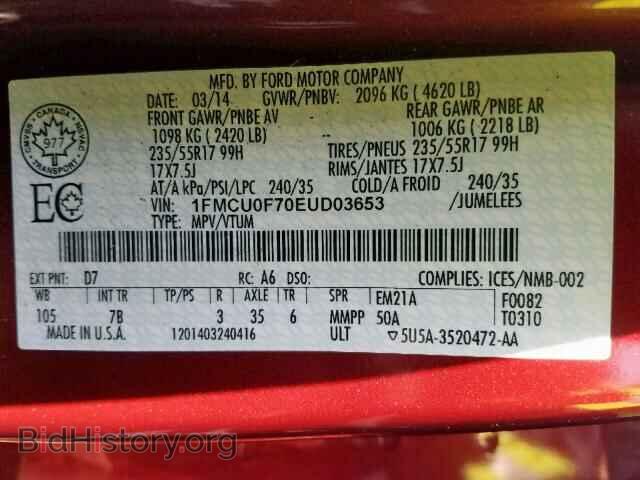 2014 FORD ESCAPE S - VIN: 1FMCU0F70EUD03653 - Фото 10
