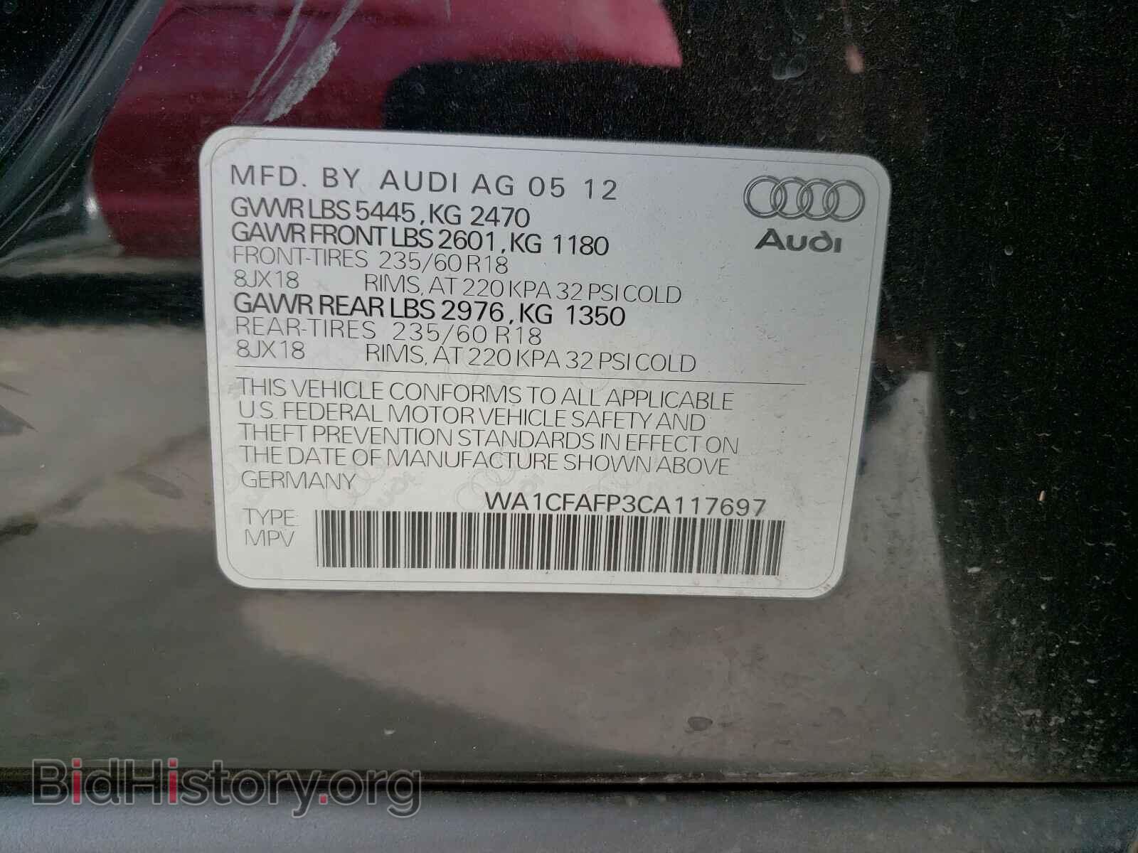 2012 AUDI Q5 - VIN: WA1CFAFP3CA117697 - Фото 10