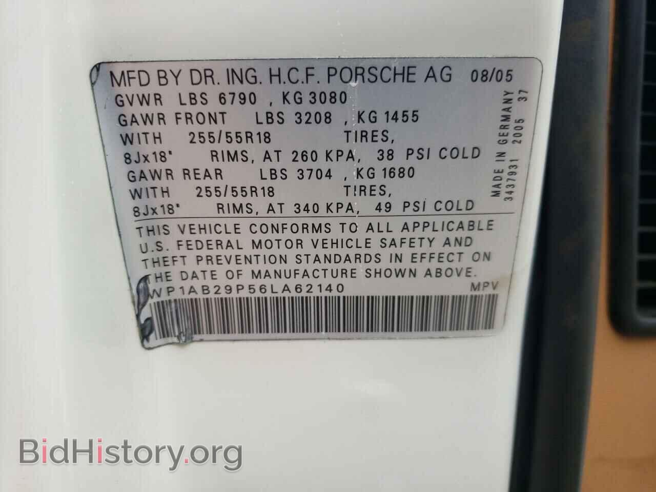 2006 PORSCHE CAYENNE - VIN: WP1AB29P56LA62140 - Фото 10