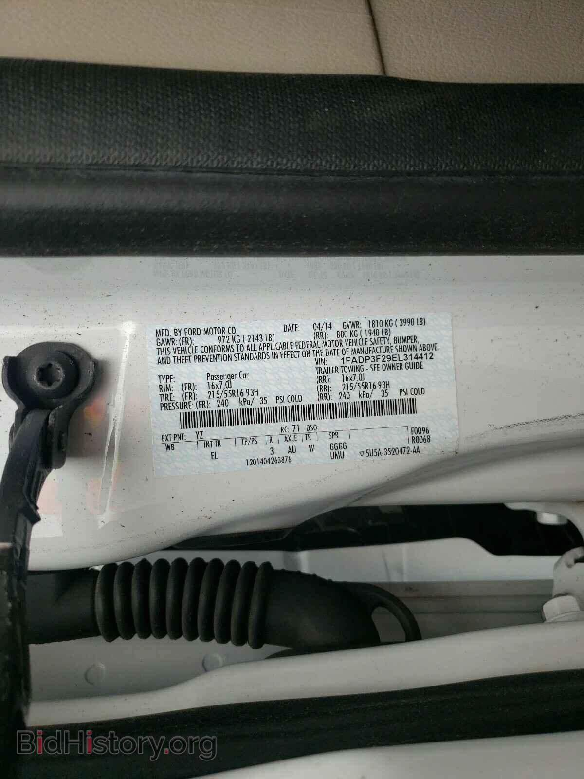 2014 FORD FOCUS - VIN: 1FADP3F29EL314412 - Фото 10