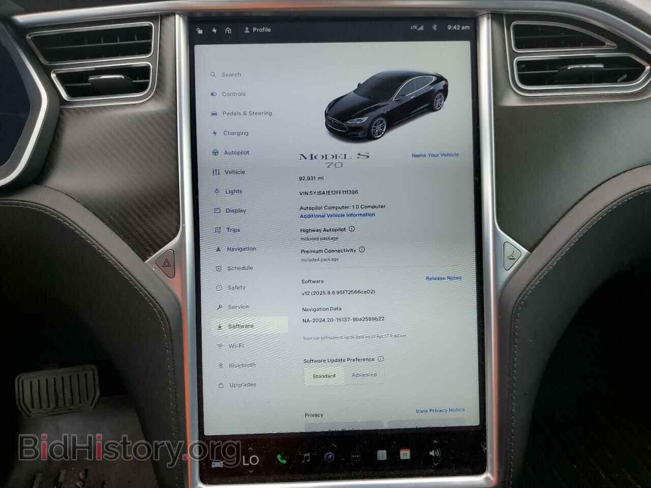 2015 TESLA MODEL S - VIN: 5YJSA1E12FF111396 - Photo 9