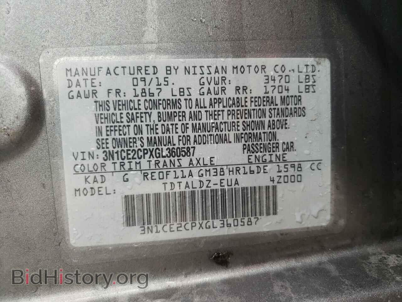2016 NISSAN VERSA - VIN: 3N1CE2CPXGL360587 - Photo 10