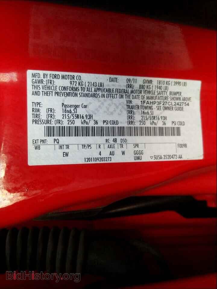 2012 FORD FOCUS - VIN: 1FAHP3F27CL242754 - Фото 10
