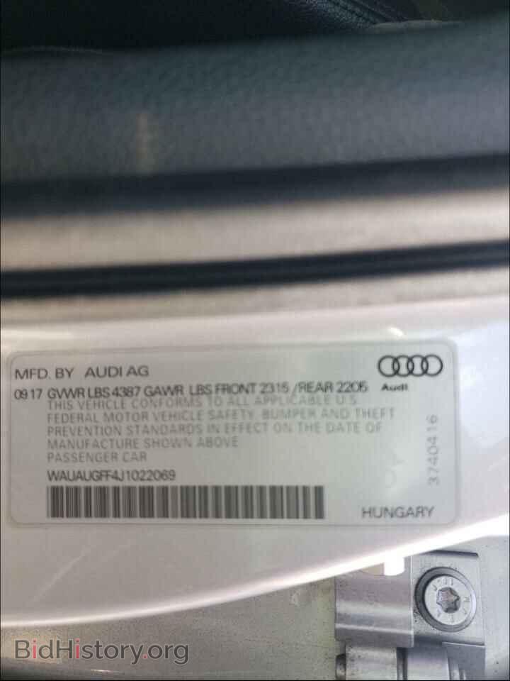 2018 AUDI A3 - VIN: WAUAUGFF4J1022069 - Фото 10