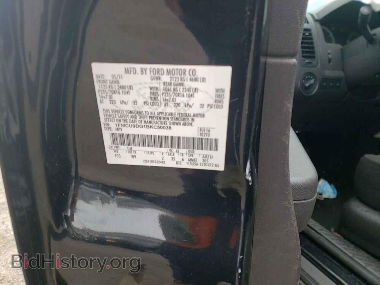 2011 FORD ESCAPE - VIN: 1FMCU9DG1BKC50038 - Фото 10