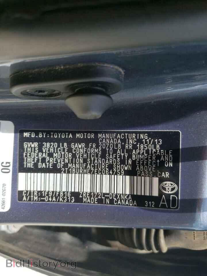 2014 TOYOTA COROLLA - VIN: 2T1BURHE7EC064759 - Фото 10