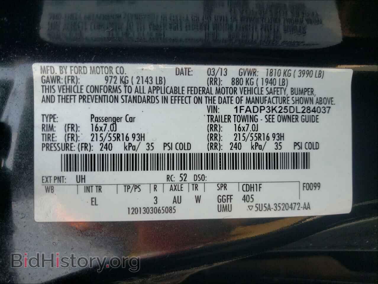 2013 FORD FOCUS - VIN: 1FADP3K25DL284037 - Фото 10