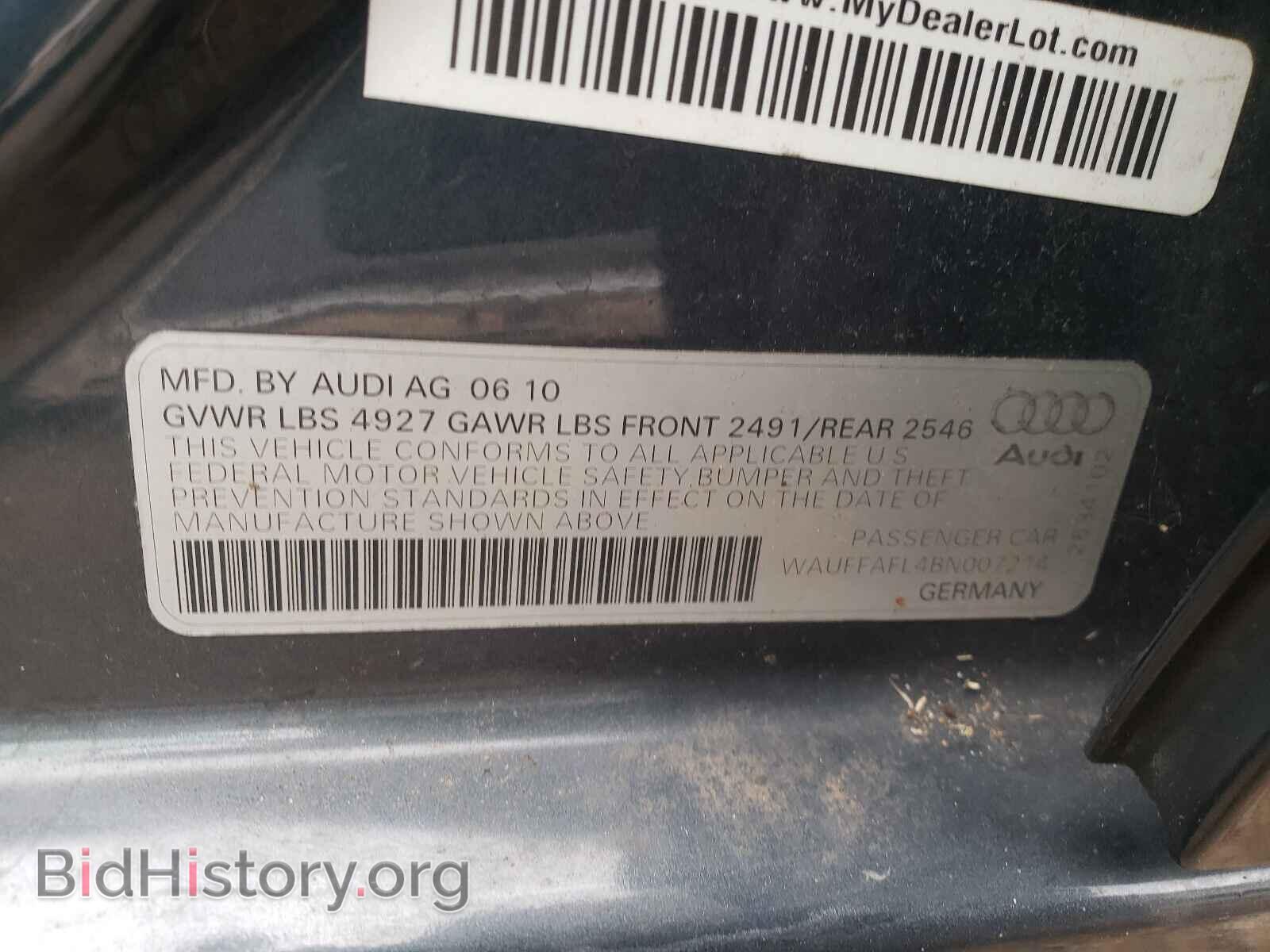 2011 AUDI A4 - VIN: WAUFFAFL4BN007214 - Фото 10