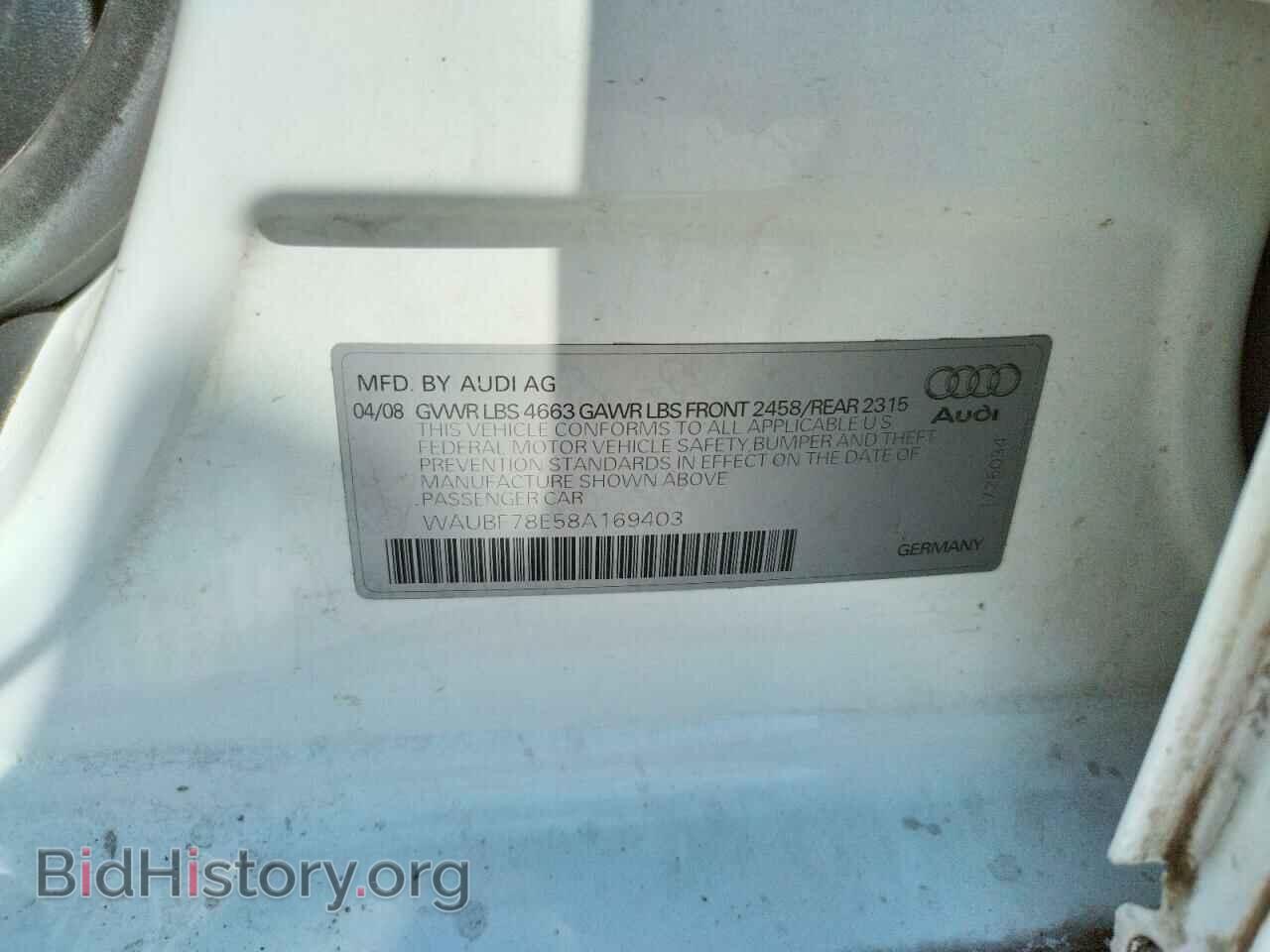 2008 AUDI A4 - VIN: WAUBF78E58A169403 - Фото 10