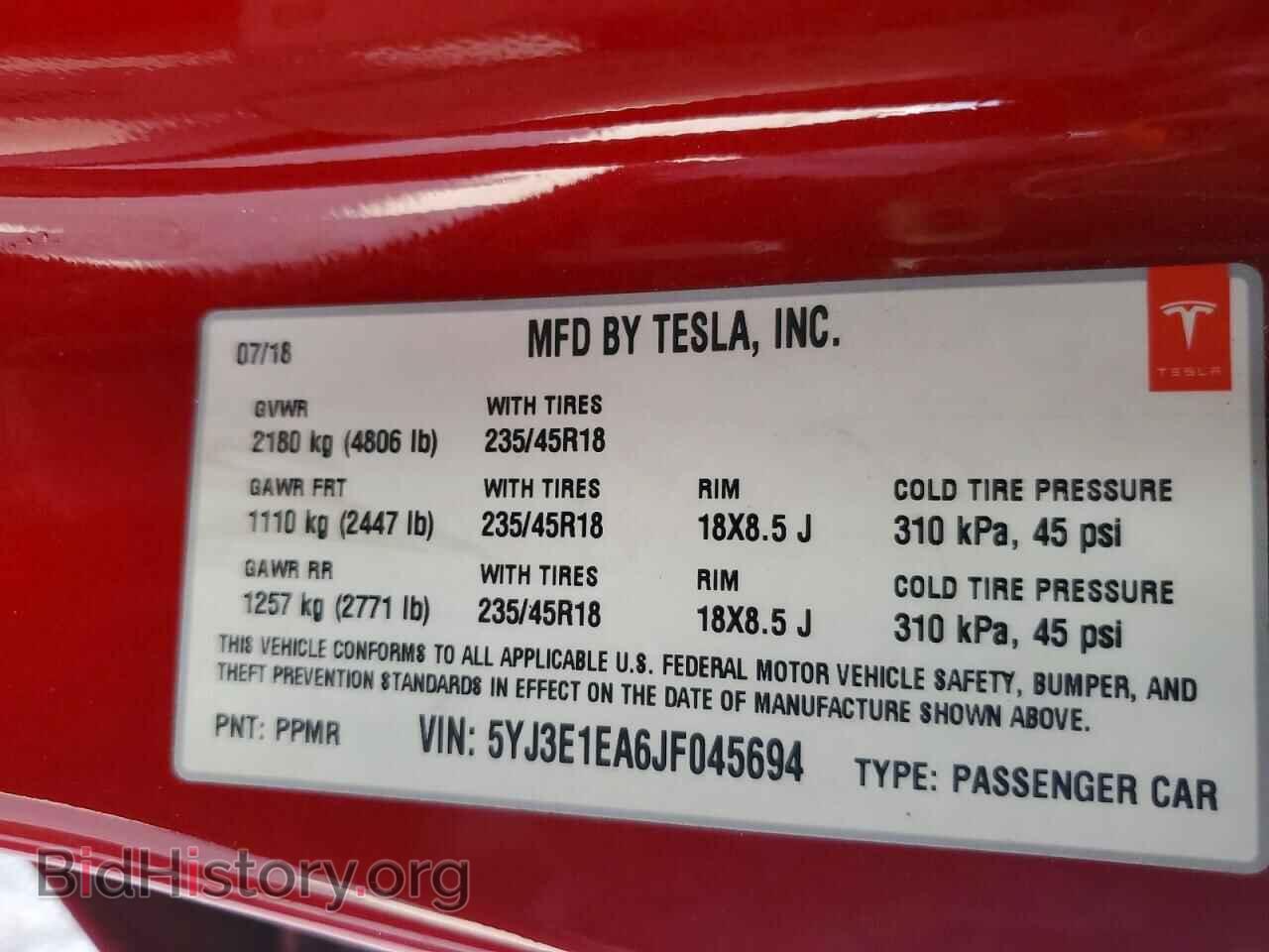 2018 TESLA MODEL 3 - VIN: 5YJ3E1EA6JF045694 - Photo 12