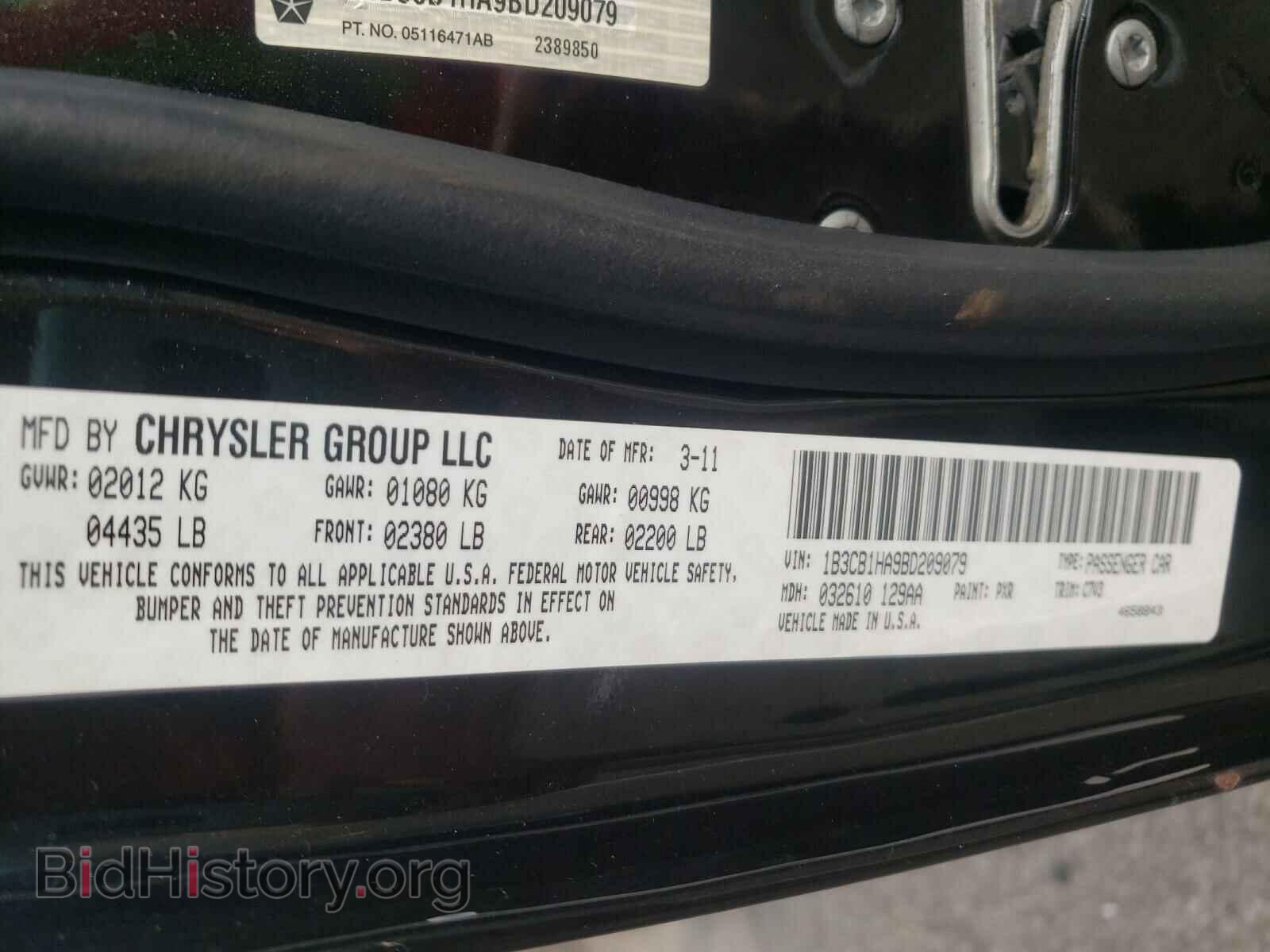 2011 DODGE CALIBER - VIN: 1B3CB1HA9BD209079 - Фото 10