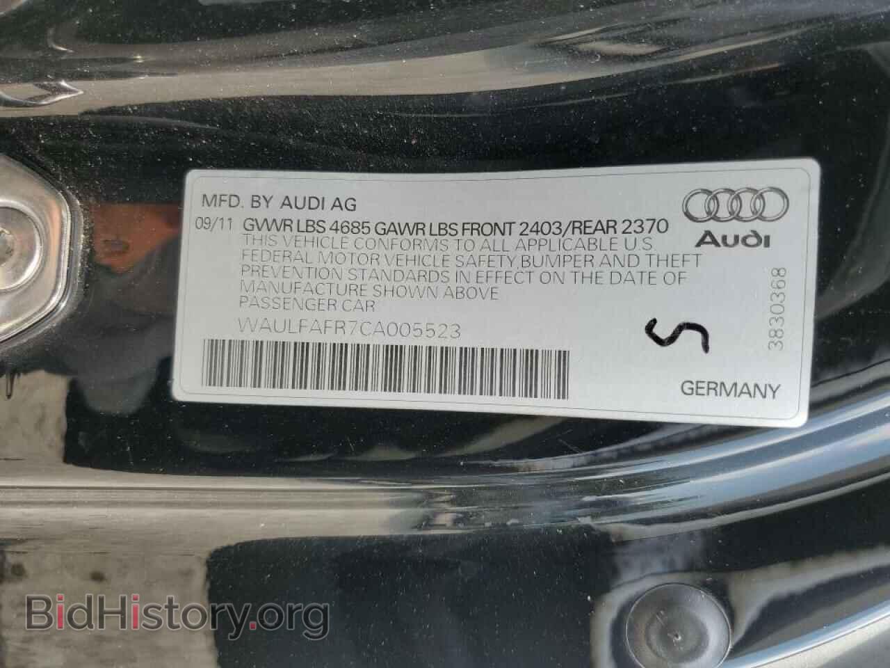 2012 AUDI A5 - VIN: WAULFAFR7CA005523 - Photo 10