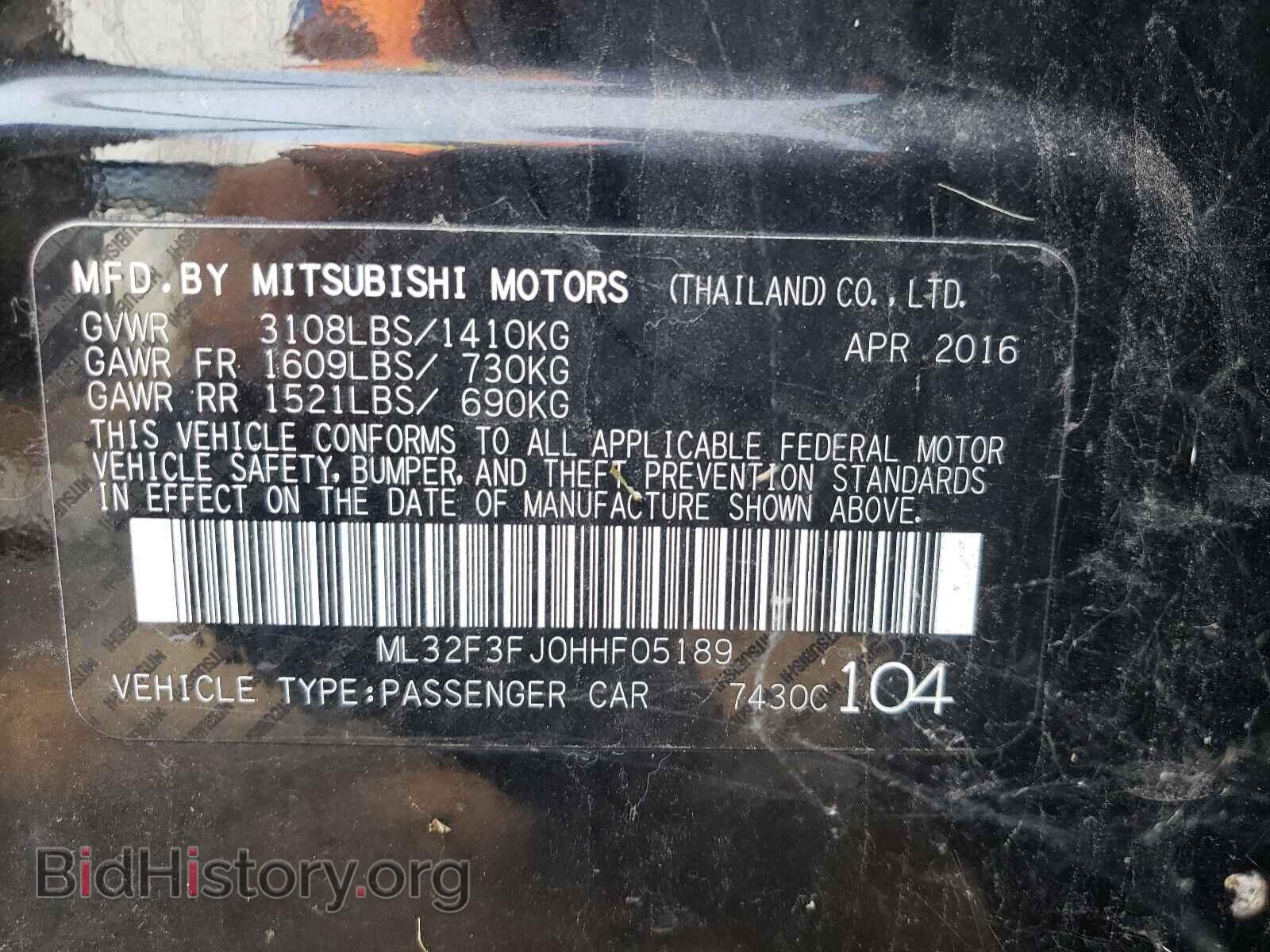 2017 MITSUBISHI MIRAGE - VIN: ML32F3FJ0HHF05189 - Фото 10