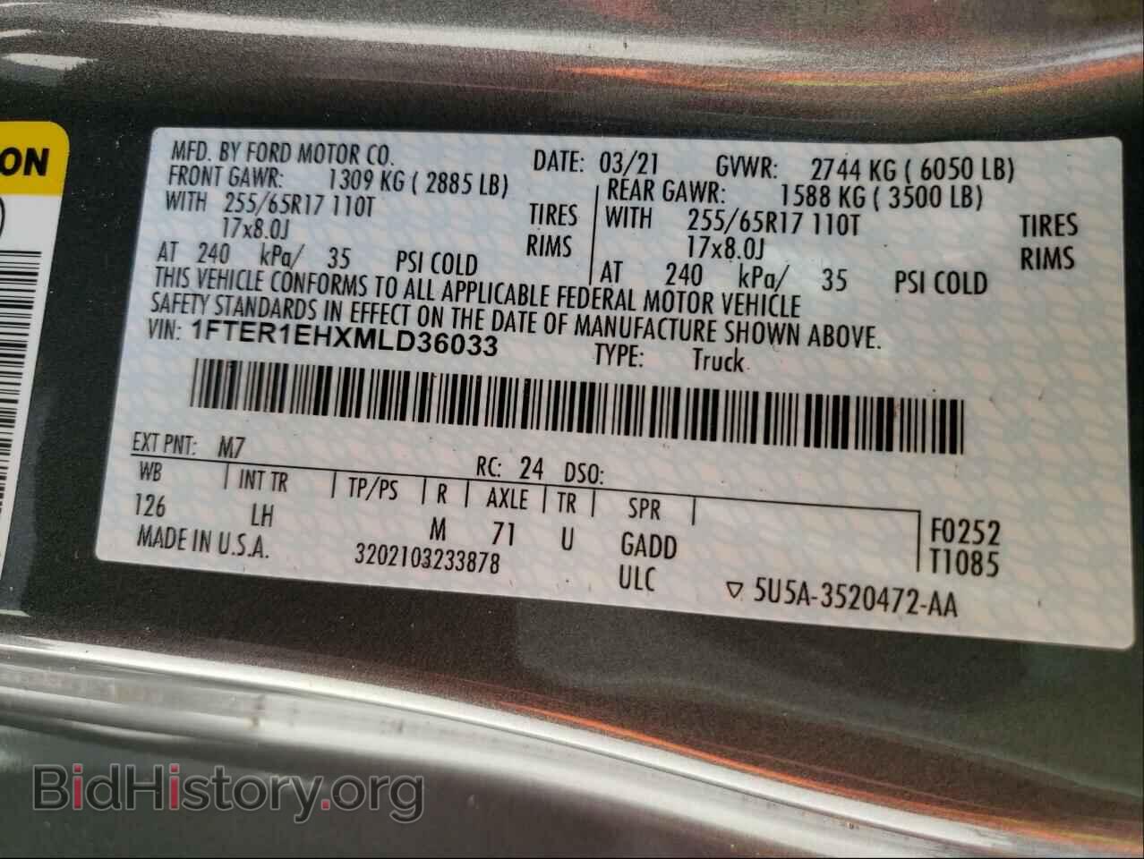 2021 FORD RANGER - VIN: 1FTER1EHXMLD36033 - Фото 10