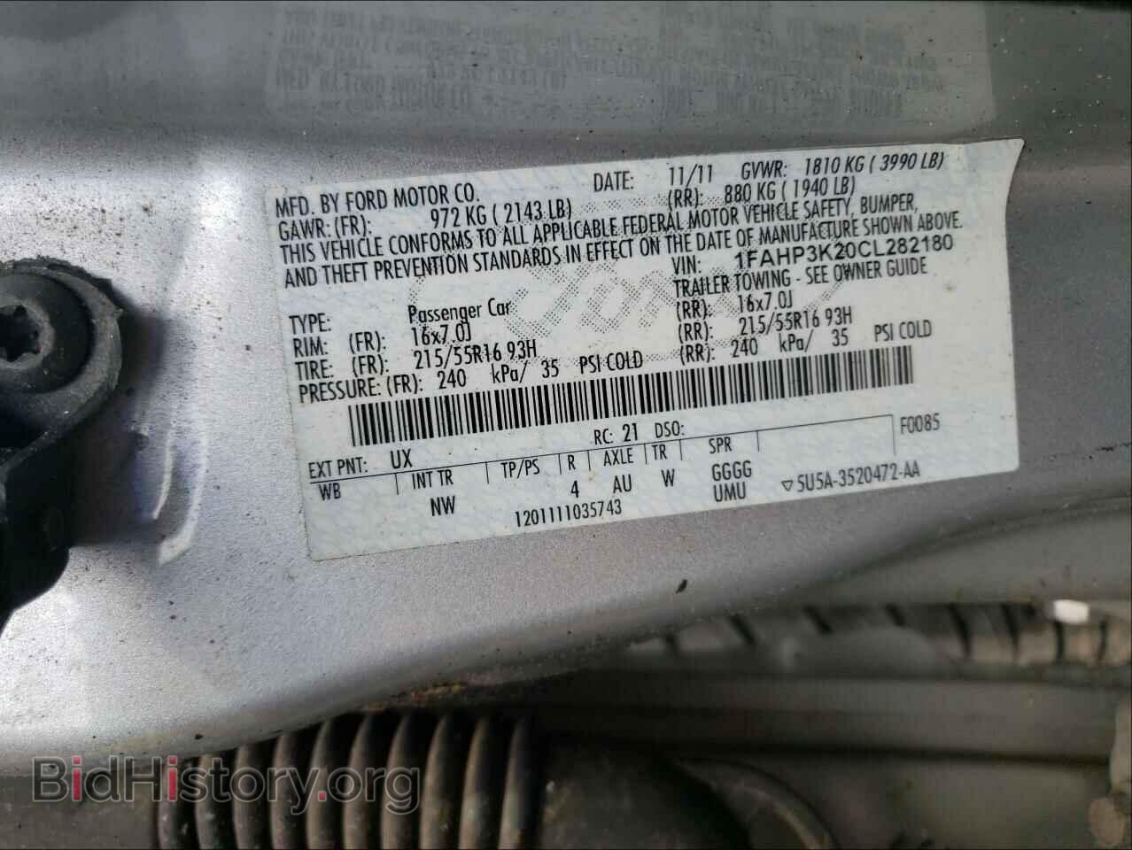 2012 FORD FOCUS - VIN: 1FAHP3K20CL282180 - Фото 10