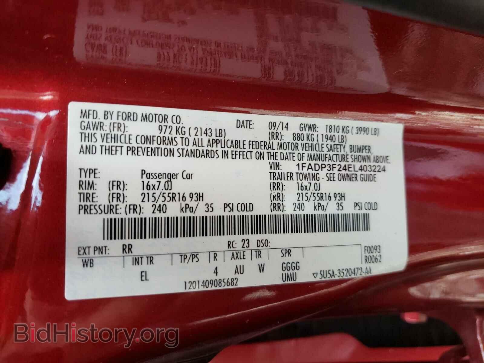 2014 FORD FOCUS - VIN: 1FADP3F24EL403224 - Фото 10