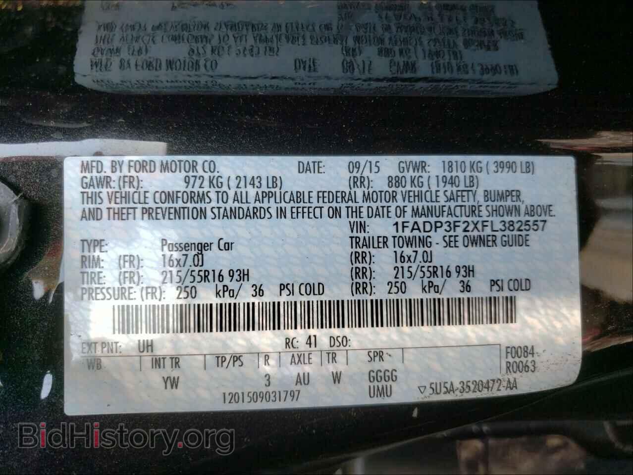 2015 FORD FOCUS - VIN: 1FADP3F2XFL382557 - Фото 10