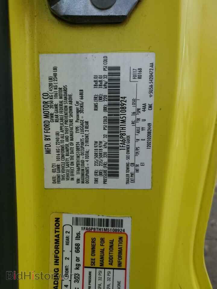 2021 FORD ALL Models - VIN: 1FA6P8TH1M5108924 - Фото 12
